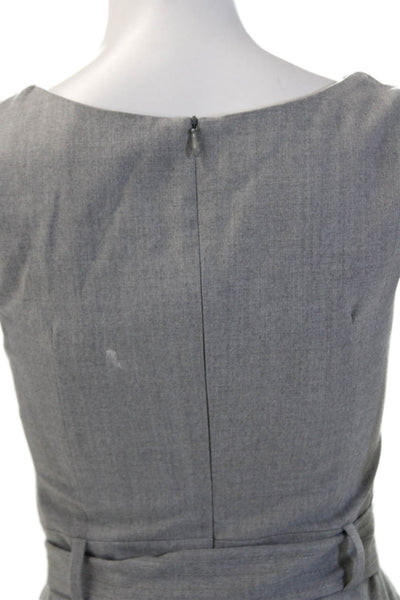 Piazza Sempione Womens Sheath Dress Gray Wool Sleeveless Crew Neck Size 2