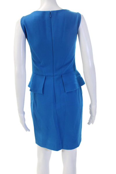 Emilio Pucci Womens Sheath Dress Blue Knee-Length Sleeveless Neck Zip Size 38