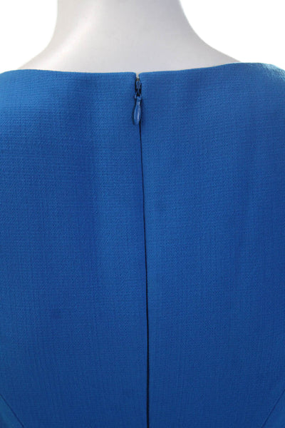 Emilio Pucci Womens Sheath Dress Blue Knee-Length Sleeveless Neck Zip Size 38
