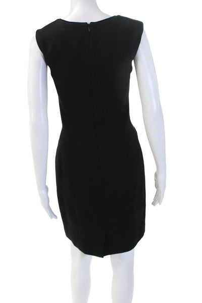 Piazza Sempione Women Sheath Dress Black Sleeveless Round Neck Wool Size 40