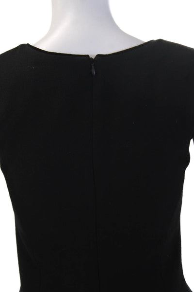 Piazza Sempione Women Sheath Dress Black Sleeveless Round Neck Wool Size 40