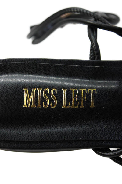 Miss Left Womens Leather Beaded Sandals Black Size 8.5