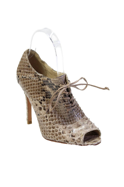 Alexandre Birman Womens Python Skin Peep Toe Ankle Boots Brown Size 6 B