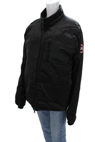 Canada Goose Mens Quilted Puffer Jacket Black Nylon High Neck Zip Size L