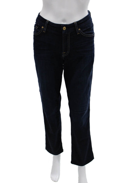 7 For All Mankind Womens Straight Jeans Dark Blue Mid Rise Size 30