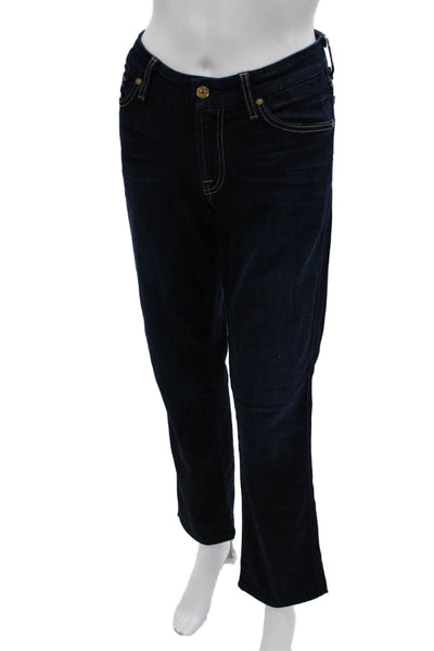 7 For All Mankind Womens Straight Jeans Dark Blue Mid Rise Size 30