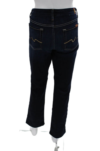 7 For All Mankind Womens Straight Jeans Dark Blue Mid Rise Size 30
