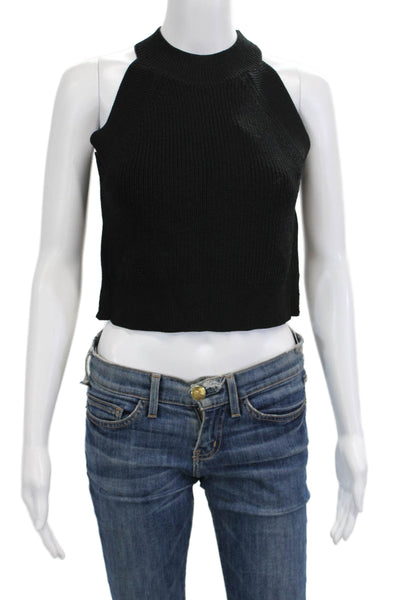 Wilfred Womens Cropped Mock Neck Tank Black 90s Button Size S