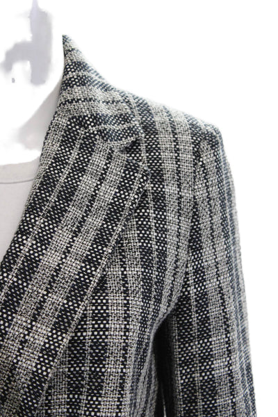 Zara Basic Womens Black Checked Collared Button Blazer Long Sleeve Size S