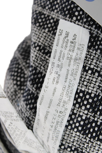 Zara Basic Womens Black Checked Collared Button Blazer Long Sleeve Size S
