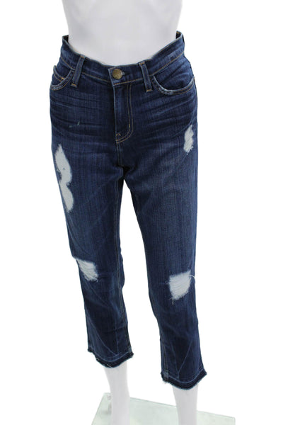 Current/Elliott Women Cropped Straight Jeans Dark Blue Size 27