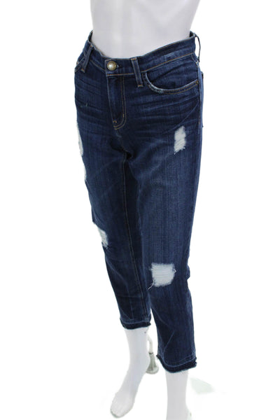 Current/Elliott Women Cropped Straight Jeans Dark Blue Size 27