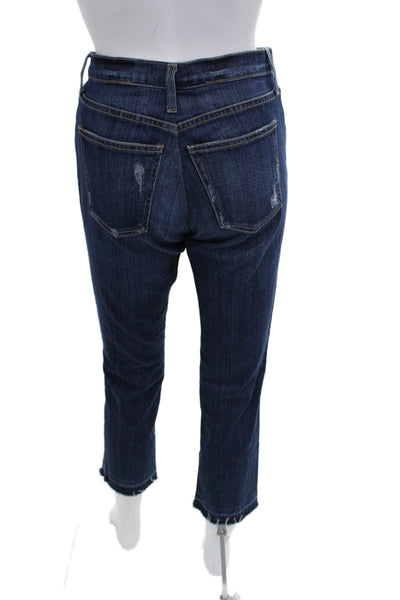 Current/Elliott Women Cropped Straight Jeans Dark Blue Size 27