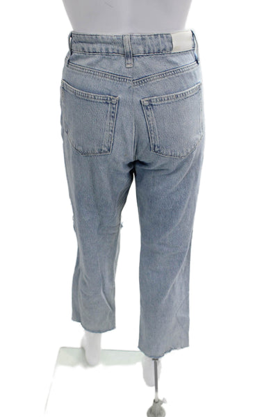 Paige Womens Cropped Boyfriend Jeans Light Blue High Rise Size 27