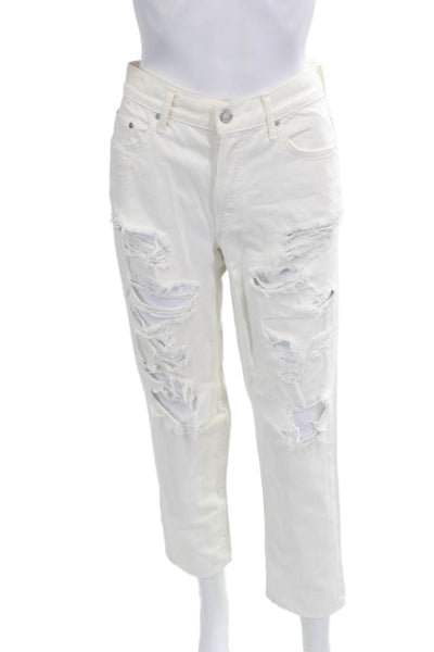 Mother Women Cropped Boyfriend Jeans White Size 26