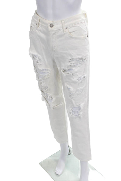 Mother Women Cropped Boyfriend Jeans White Size 26