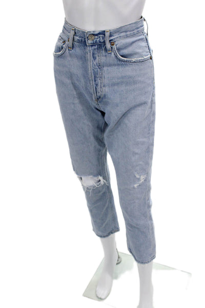 Agolde Womens Mom Ankle Cropped Light Blue Jeans Size 26