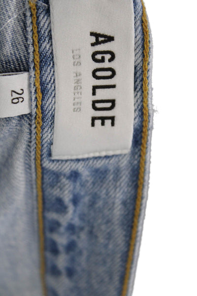 Agolde Womens Mom Ankle Cropped Light Blue Jeans Size 26