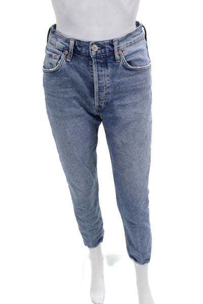 Citizens of Humanity Women Blue Cropped Ankle Mom Jeans Mid Rise Size 26