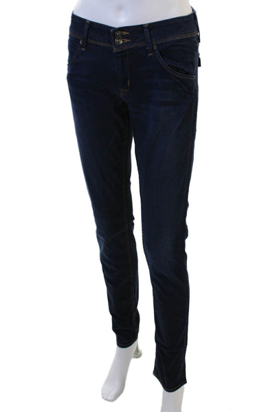Hudson Womens Skinny Jeans Dark Blue Low Rise Button 30 Inseam Size 28