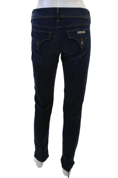 Hudson Womens Skinny Jeans Dark Blue Low Rise Button 30 Inseam Size 28