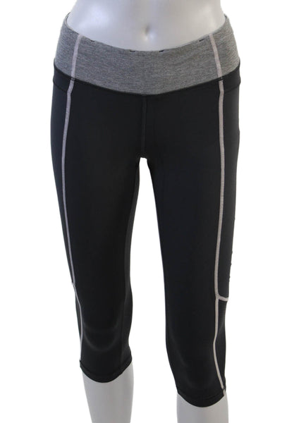 Lululemon Women Capri Leggings Black Gray Nylon Zip Size 4