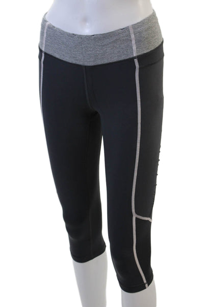 Lululemon Women Capri Leggings Black Gray Nylon Zip Size 4