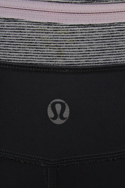 Lululemon Women Capri Leggings Black Gray Nylon Zip Size 4