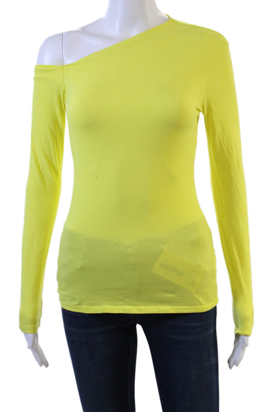 Enza Costa Women Yellow Long Sleeve Basic T-Shirt Cotton Lycra Size S