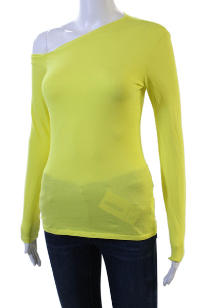 Enza Costa Women Yellow Long Sleeve Basic T-Shirt Cotton Lycra Size S