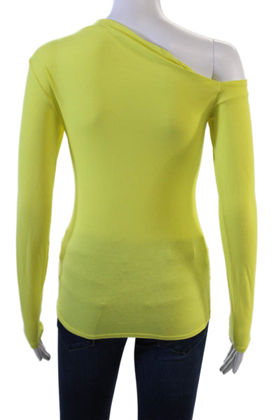 Enza Costa Women Yellow Long Sleeve Basic T-Shirt Cotton Lycra Size S