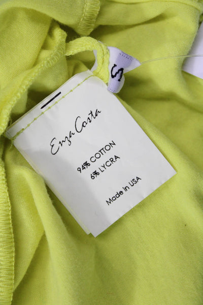Enza Costa Women Yellow Long Sleeve Basic T-Shirt Cotton Lycra Size S