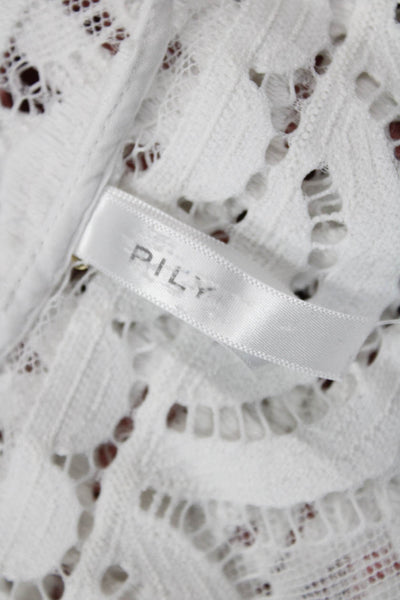 Pily Q Womens Sleeveless Tunic Top White Round Neck Size S
