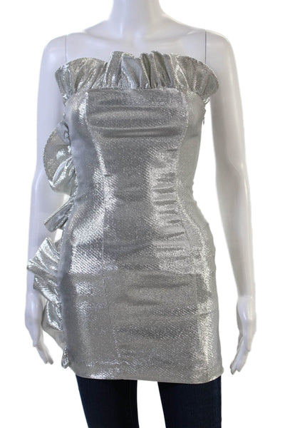 NBD Womens Bodycon Mini Blouse Gray Sleeveless Zip Fall Size XS