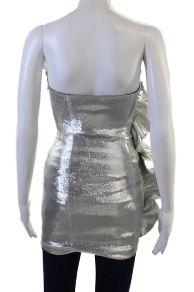 NBD Womens Bodycon Mini Blouse Gray Sleeveless Zip Fall Size XS
