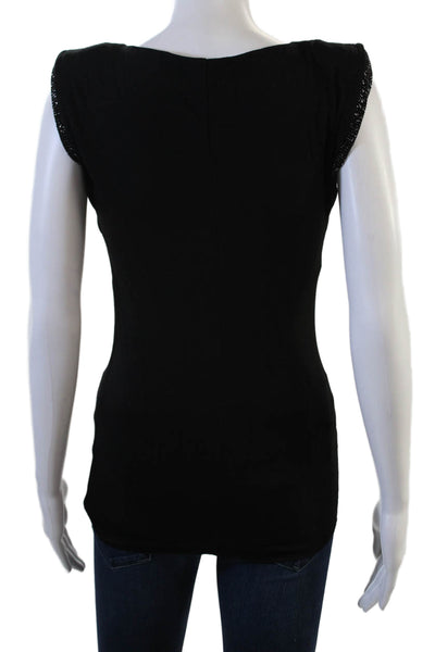Maje Womens Black V-Neck Jersey Tank Sleeveless Designer Size 1