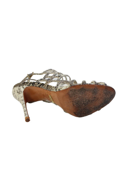 Schutz Womens Strappy Animal Print Sandals Beige Gray Size 7B