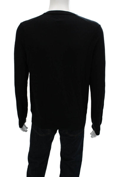 Banana Republic Mens Black Silk V-Neck Pullover Sweater Long Sleeve Size L