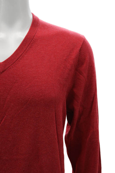 Brooks Brothers Mens V Neck Pullover Sweater Red Supima Cotton Size L