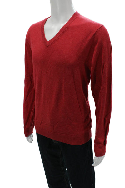 Brooks Brothers Mens V Neck Pullover Sweater Red Supima Cotton Size L