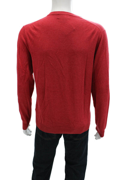 Brooks Brothers Mens V Neck Pullover Sweater Red Supima Cotton Size L