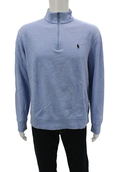 Polo Ralph Lauren Mens Pullover Sweatshirt Light Blue Mockneck Size L