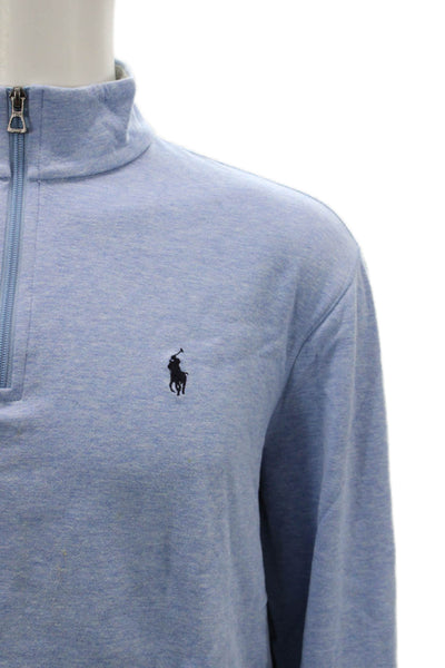 Polo Ralph Lauren Mens Pullover Sweatshirt Light Blue Mockneck Size L
