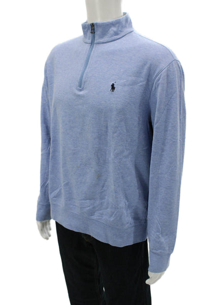 Polo Ralph Lauren Mens Pullover Sweatshirt Light Blue Mockneck Size L