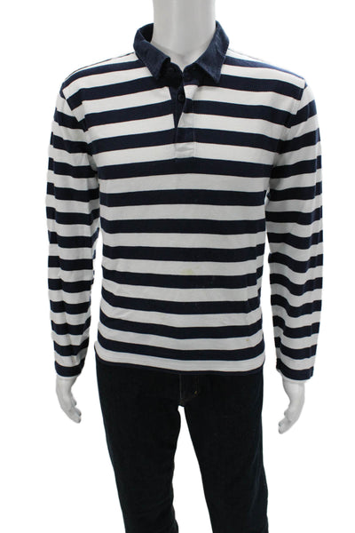 Brooks Brothers Red Fleece Mens Long Sleeve Collared Striped Shirt White Navy XL