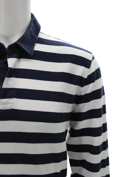 Brooks Brothers Red Fleece Mens Long Sleeve Collared Striped Shirt White Navy XL