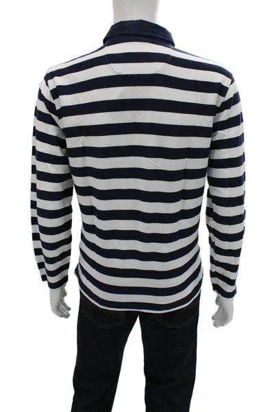 Brooks Brothers Red Fleece Mens Long Sleeve Collared Striped Shirt White Navy XL