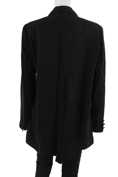 We Wore What Unisex Black Tencel Collared Blazer Button Long Sleeve Size L