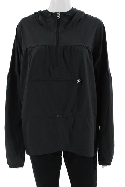 Zella Mens Pullover Hoodie Black High Neck Drawstring Size M