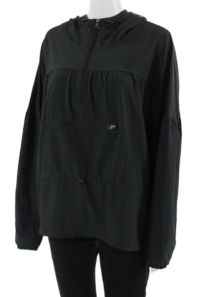 Zella Mens Pullover Hoodie Black High Neck Drawstring Size M